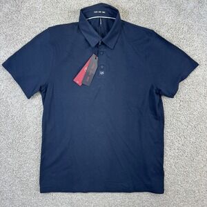 Sun Day Red Cypress Slim Polo Mens Large Navy Blue Short Sleeve Golf Shirt NEW